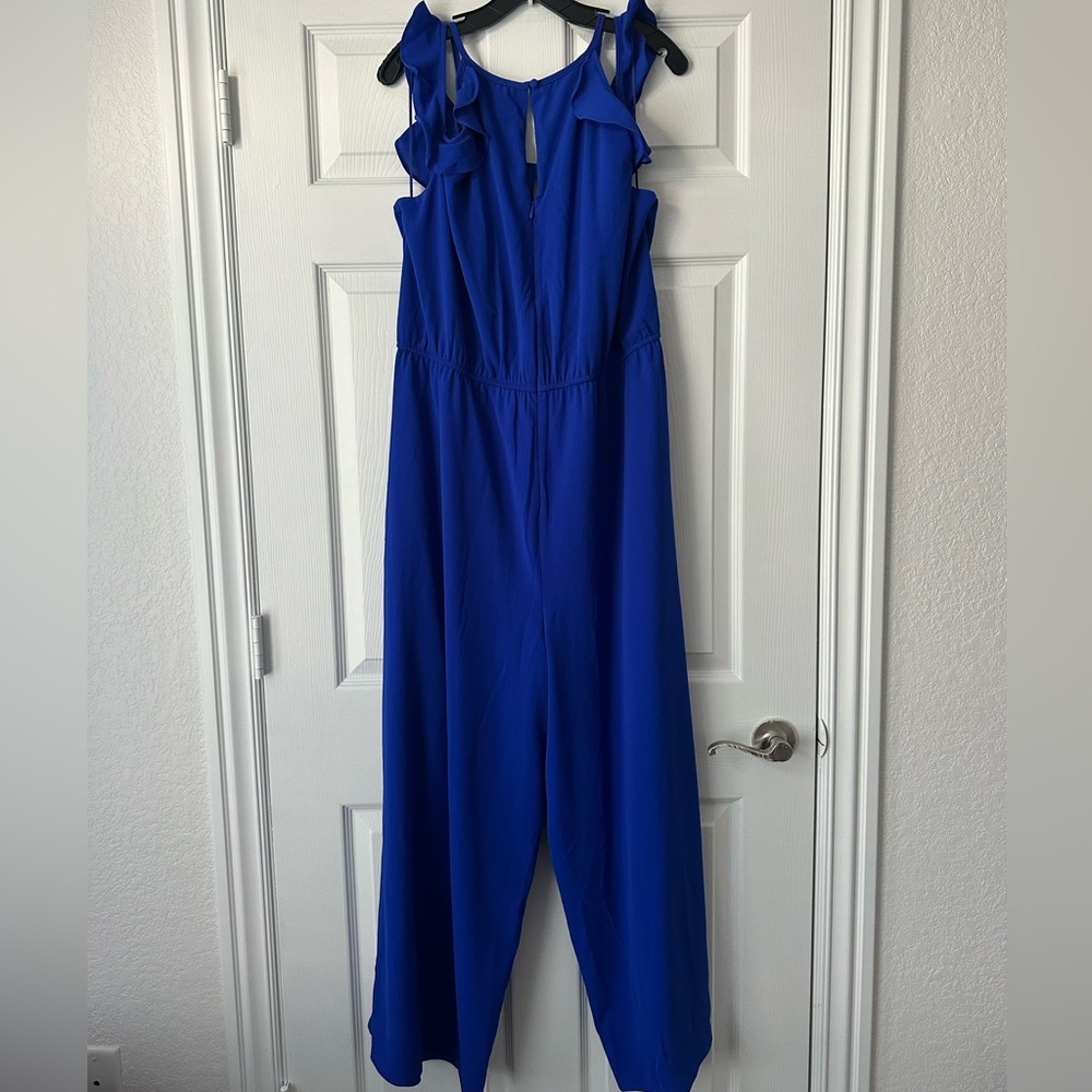 Lane Bryant Ruffled Blue Sleeveless Wide
Leg Jumpsuit Size 18 Plus Size - Picture 5 of 7